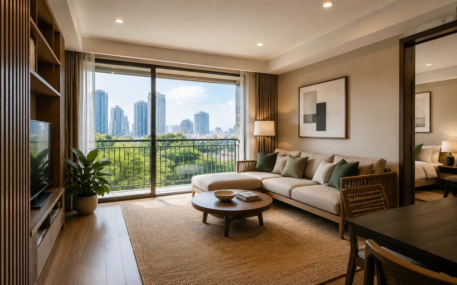 Bangkok furnished long-stay apartment living room